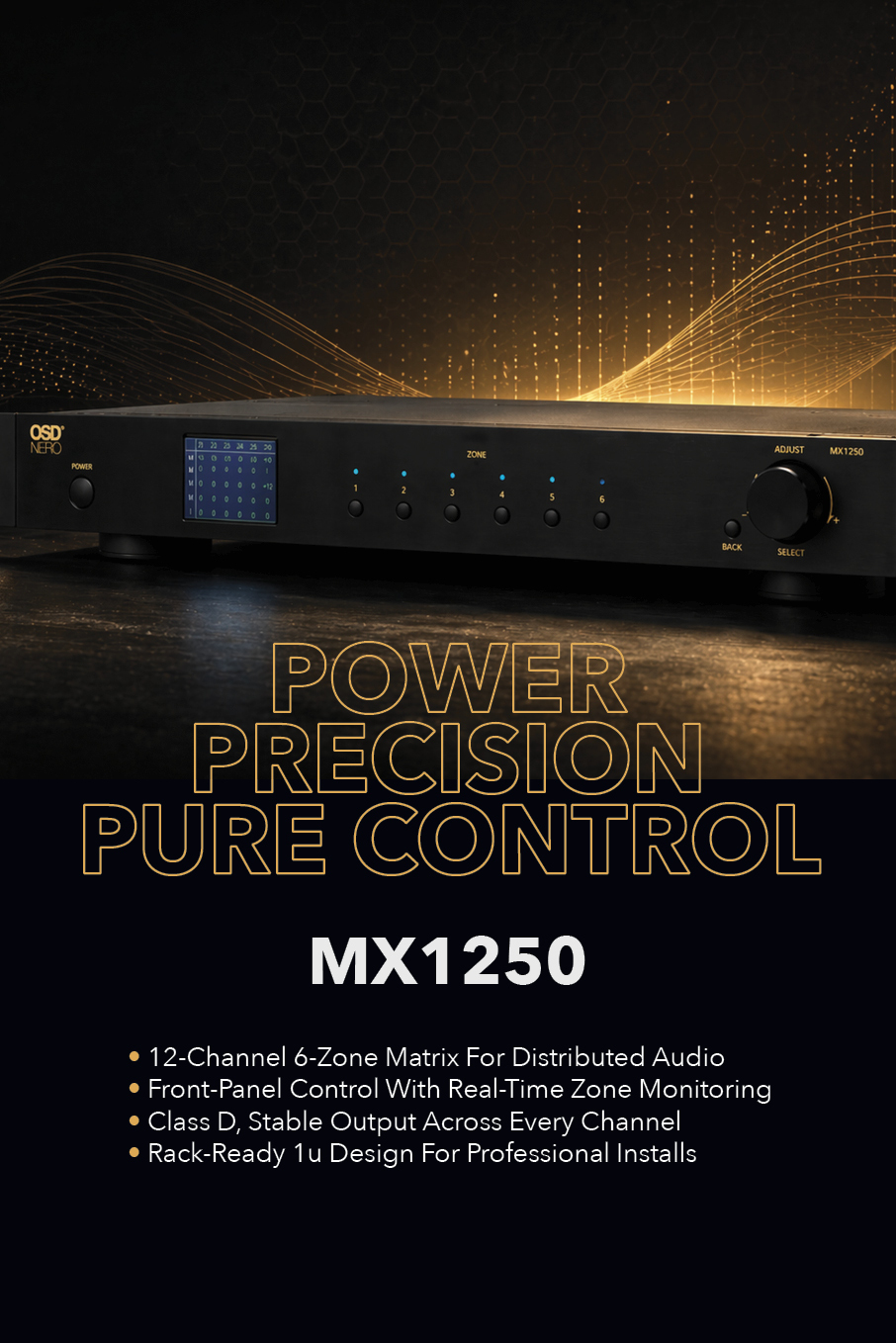 MX1250 DSP Matrix 12-Channel Amplifier